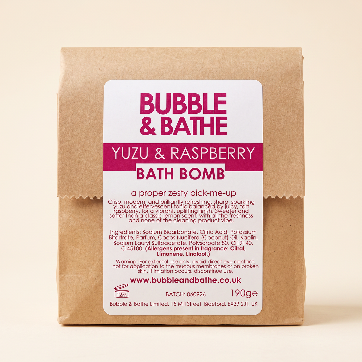 Yuzu & Raspberry Bath Bomb wholesale by Bubble and Bathe, photo 4